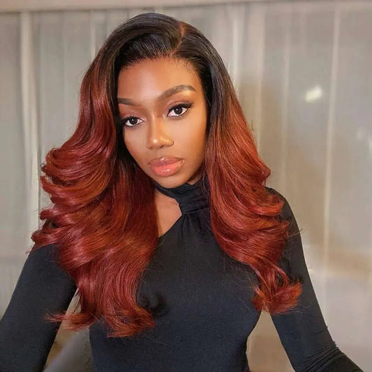 Super Popular T1B/33 Color Body Wave 4x4 13x4 Lace Frontal Wig