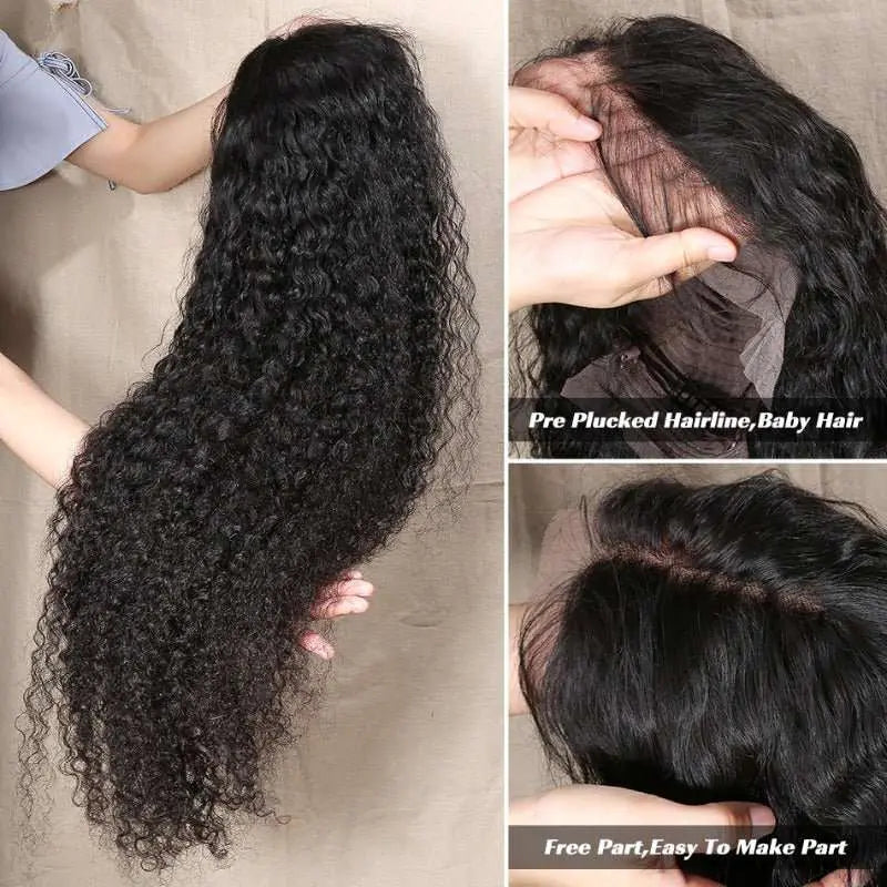 Tangle-Free 13x4 Transparent Lace Frontal Kinky Curly Wigs Virgin Human Hair