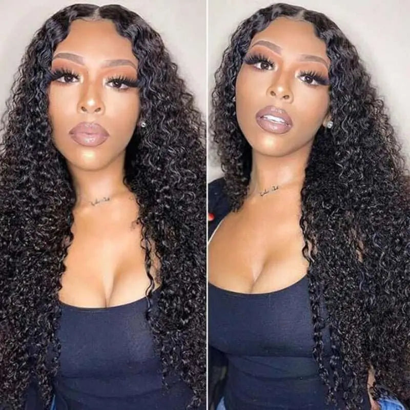 Tangle-Free 13x4 Transparent Lace Frontal Kinky Curly Wigs Virgin Human Hair