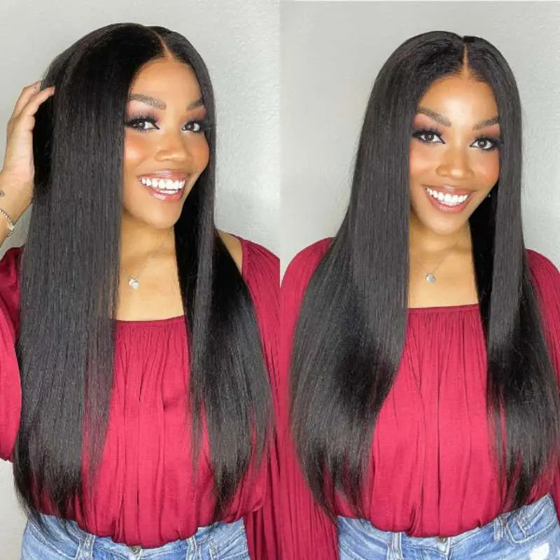 Undetectable Invisible Lace 13x6 Lace Frontal Yaki Straight Wig丨Real HD Lace