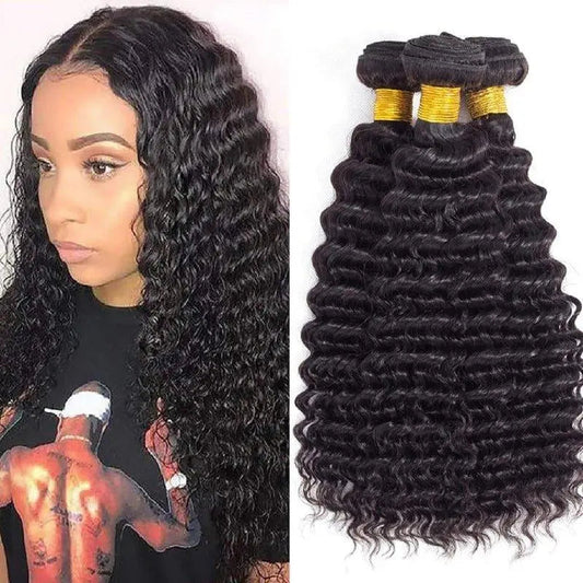 Ulike Hair 3 Bundles Deep Wave Super High Class Premium Virgin Hair Natural Black