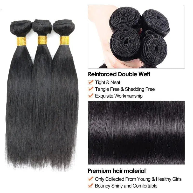 Ulike Hair 3 Bundles Straight Super High Class Premium Virgin Hair Natural Black