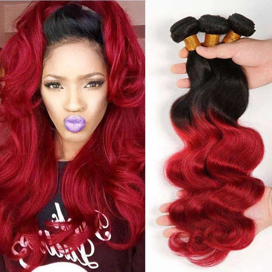 3 Bundles Straight T1B/Burgundy Red Color Brazilian Virgin Hair