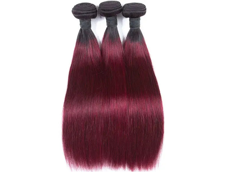 3 Bundles Straight T1B/Burgundy Red Color Brazilian Virgin Hair