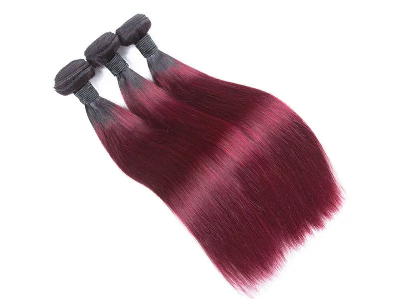 3 Bundles Straight T1B/Burgundy Red Color Brazilian Virgin Hair