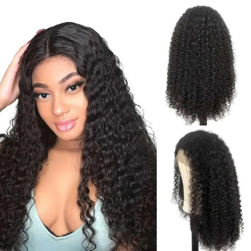 5x5 Transparent Lace Closure Kinky Curly Wigs Virgin Human Hair