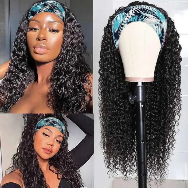 Glueless Headband Kinky Curly Wig For Black Woman 150%Density