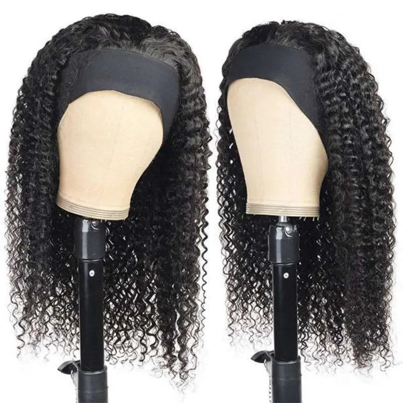 Glueless Headband Kinky Curly Wig For Black Woman 150%Density