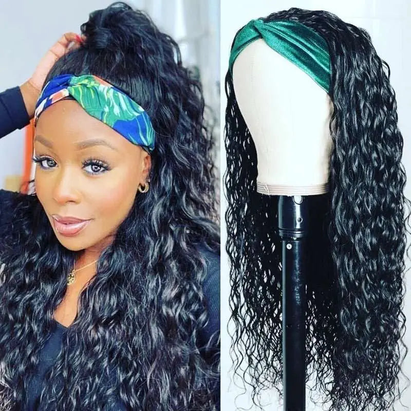 Ulike Hair Glueless Headband Water Wave Wig For Black Woman 150%Density