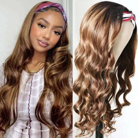 Honey Piano Color Glueless Headband Body Wave Wig 150%Density