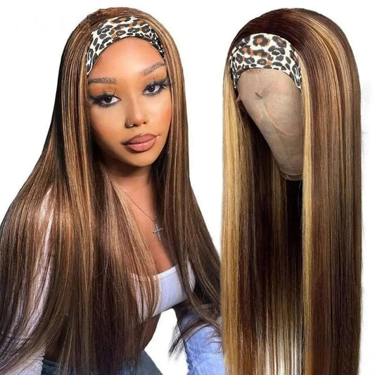 Ulike Hair Honey Piano Color Glueless Headband Straight Wig 150%Density