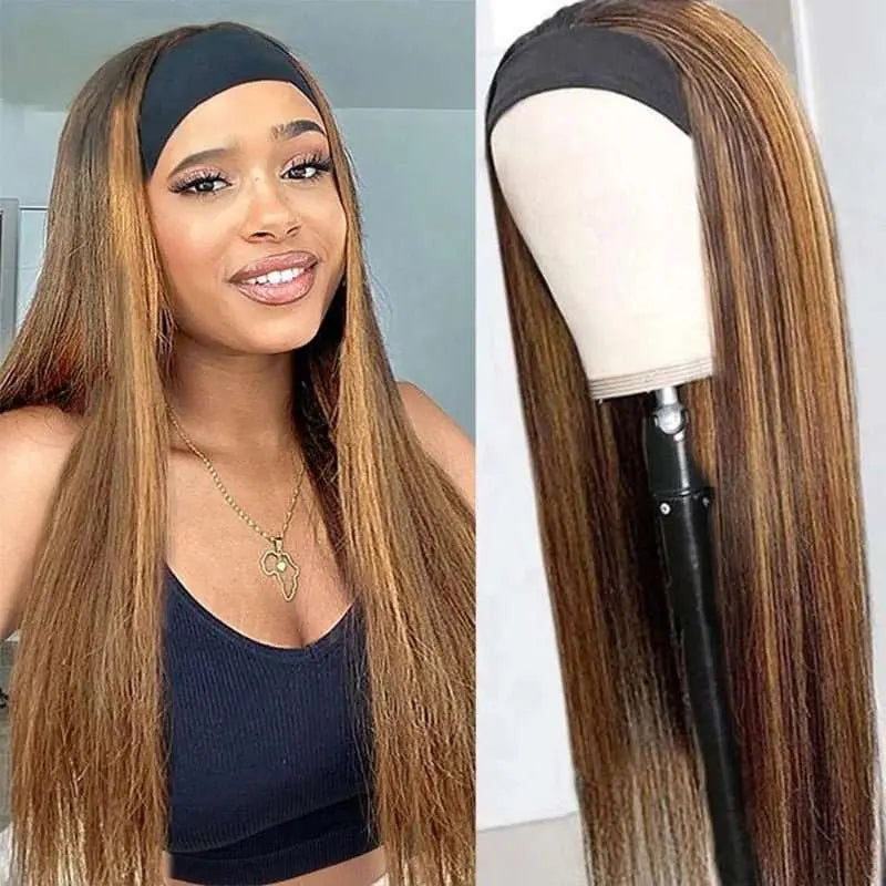 Ulike Hair Honey Piano Color Glueless Headband Straight Wig 150%Density