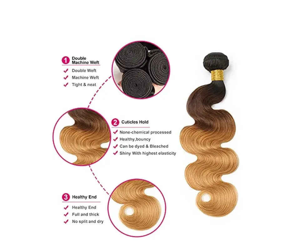 Ulike Remy Hair 3 Bundles T1B/27 T1B/4/27 Color Straight/Body Wave Brazilian Virgin Hair