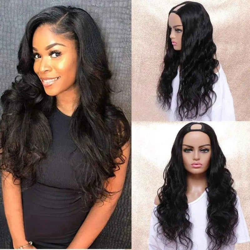 Ulike Hair U-Part Wig Straight/Body Wave Wigs Natural Black 150%Density