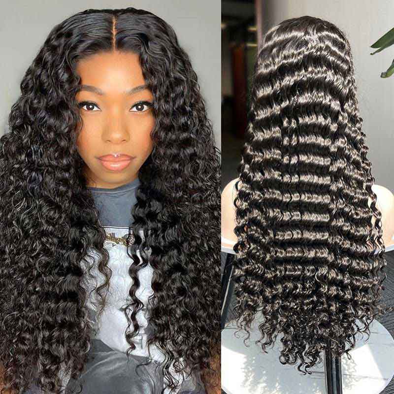 Ulike 13x4 Transparent Lace Double Drawn 15A Grade Deep Wave Lace Front Wigs Affordable Price