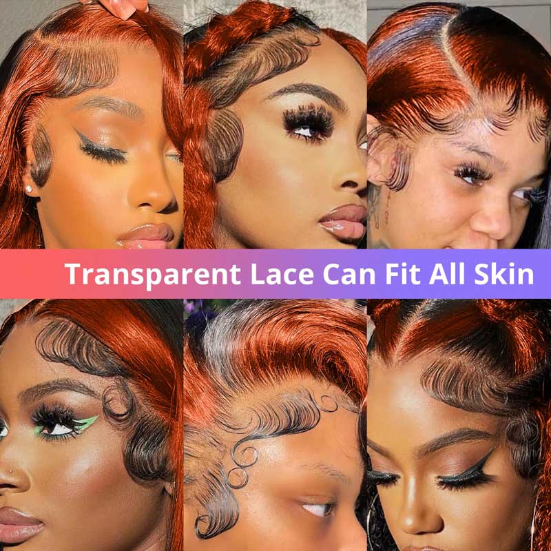 Ulike 13x6 Lace Front Ginger Highlight Body Wave Human Hair Transparent Lace Wigs