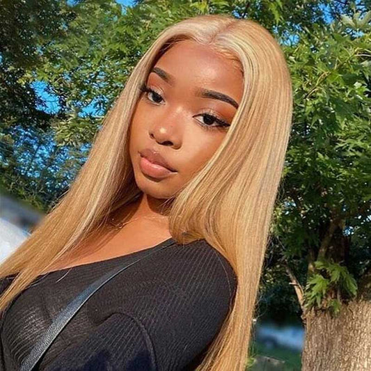 Ulike #27 Honey Blonde 360 Transparent Lace Straight Wigs Pre Plucked Human Hair Wigs