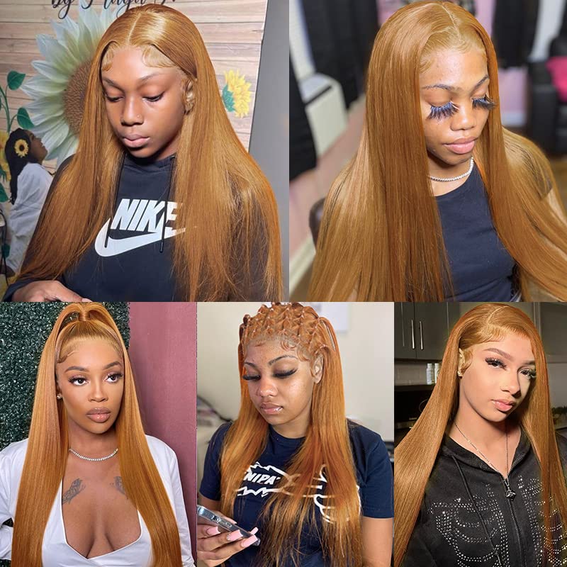 Ulike #30 Full Lace Straight Wigs Auburn Hair Color Human Hair Wigs Pre Plucked 180% Density