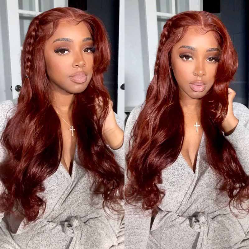 Ulike 360 Full Lace Reddish Brown Body Wave Wigs #33 Colored Transparent Lace Wigs With Pre Pluck