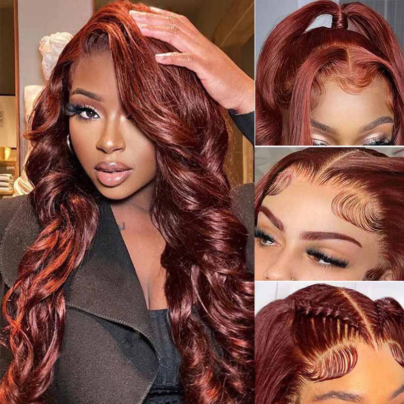 Ulike 360 Full Lace Reddish Brown Body Wave Wigs #33 Colored Transparent Lace Wigs With Pre Pluck