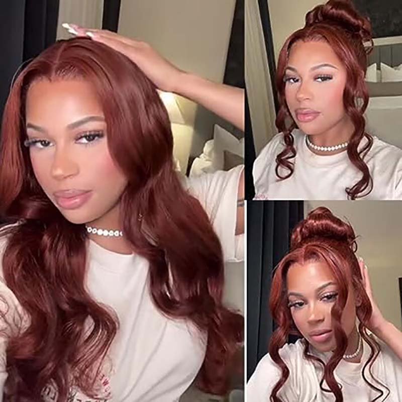 Ulike 360 Full Lace Reddish Brown Body Wave Wigs #33 Colored Transparent Lace Wigs With Pre Pluck