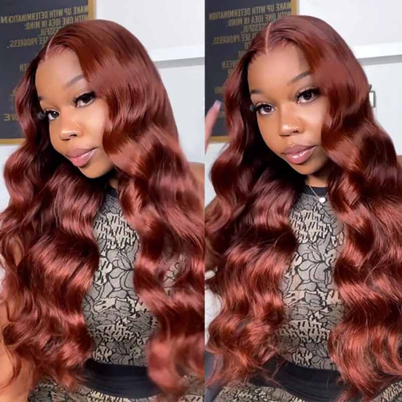 Ulike 360 Full Lace Reddish Brown Body Wave Wigs #33 Colored Transparent Lace Wigs With Pre Pluck