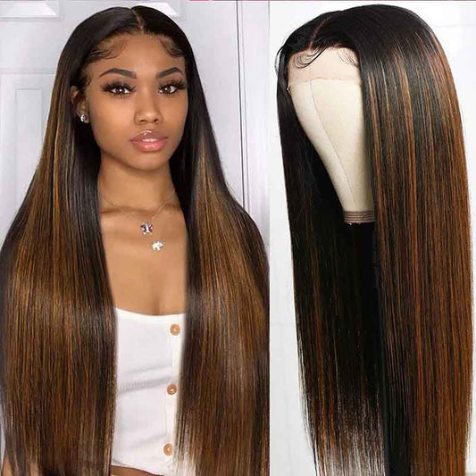 ulike 360 Transparent Lace Wigs 1B/30 Highlight Straight Wigs Pre Plucked Women Wigs For Sale