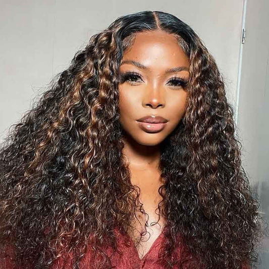 Ulike 360 Transparent Lace Wigs 1B/30 Highlight Deep Wave Wigs Human Hair Wigs