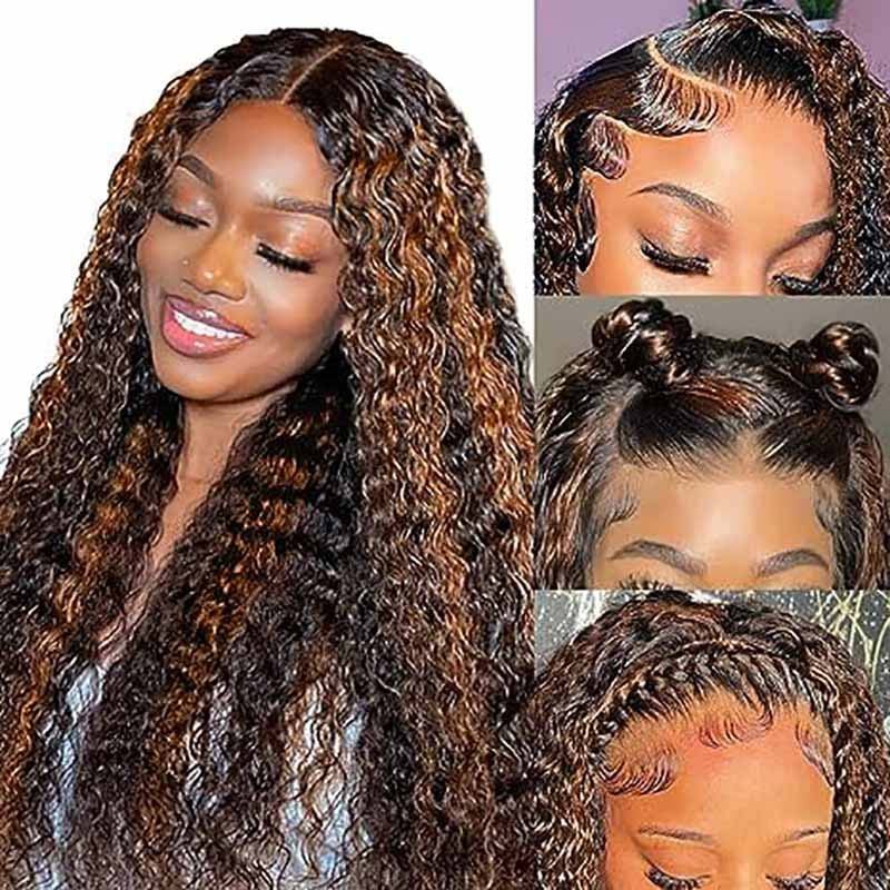 Ulike 360 Transparent Lace Wigs 1B/30 Highlight Deep Wave Wigs Human Hair Wigs