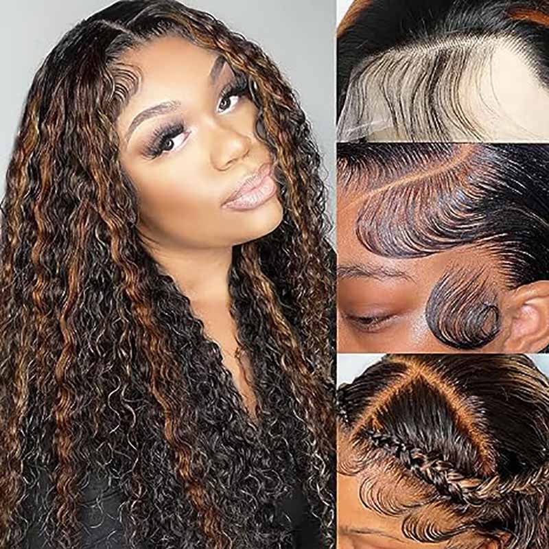 Ulike 360 Transparent Lace Wigs 1B/30 Highlight Deep Wave Wigs Human Hair Wigs