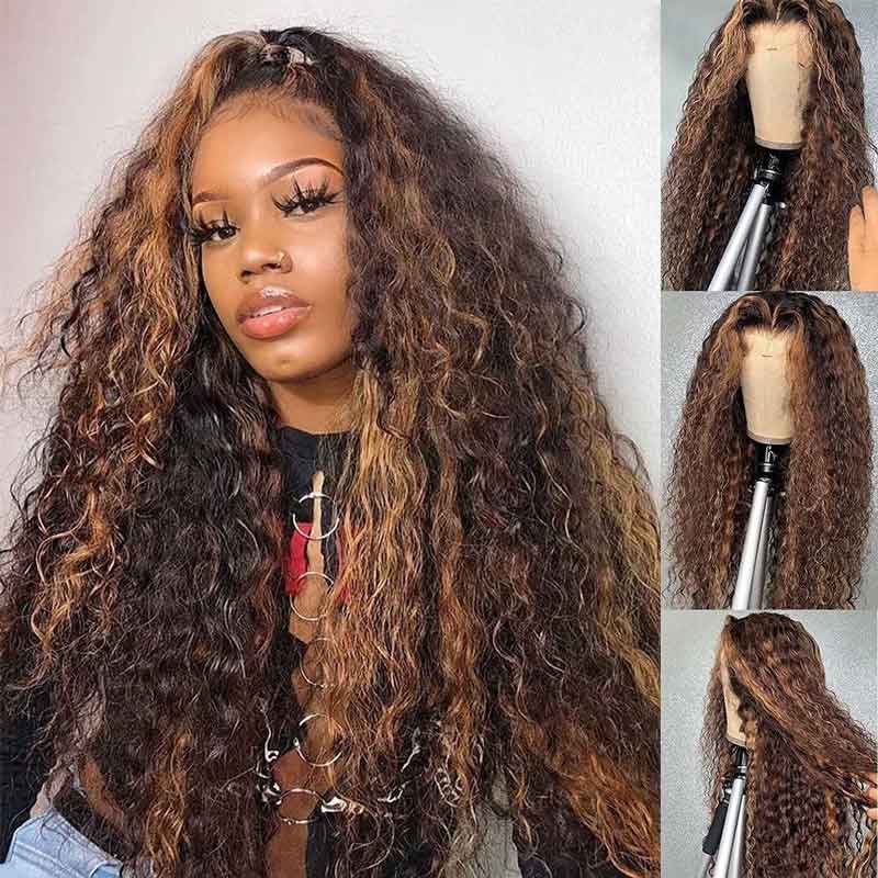 Ulike 360 Transparent Lace Wigs 1B/30 Highlight Deep Wave Wigs Human Hair Wigs