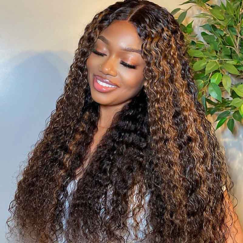 Ulike 360 Transparent Lace Wigs 1B/30 Highlight Deep Wave Wigs Human Hair Wigs