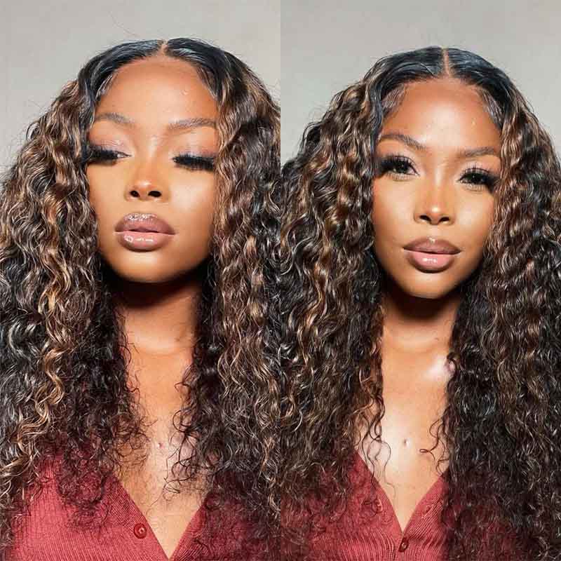 Ulike 360 Transparent Lace Wigs 1B/30 Highlight Deep Wave Wigs Human Hair Wigs