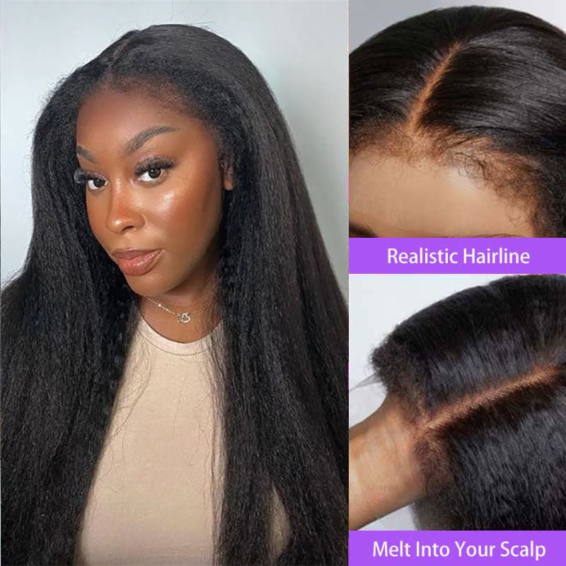 Ulike 4C Edge Hairline Kinky Straight 5x5 Glueless Wigs Human Hair Wigs With Curly Baby Hair