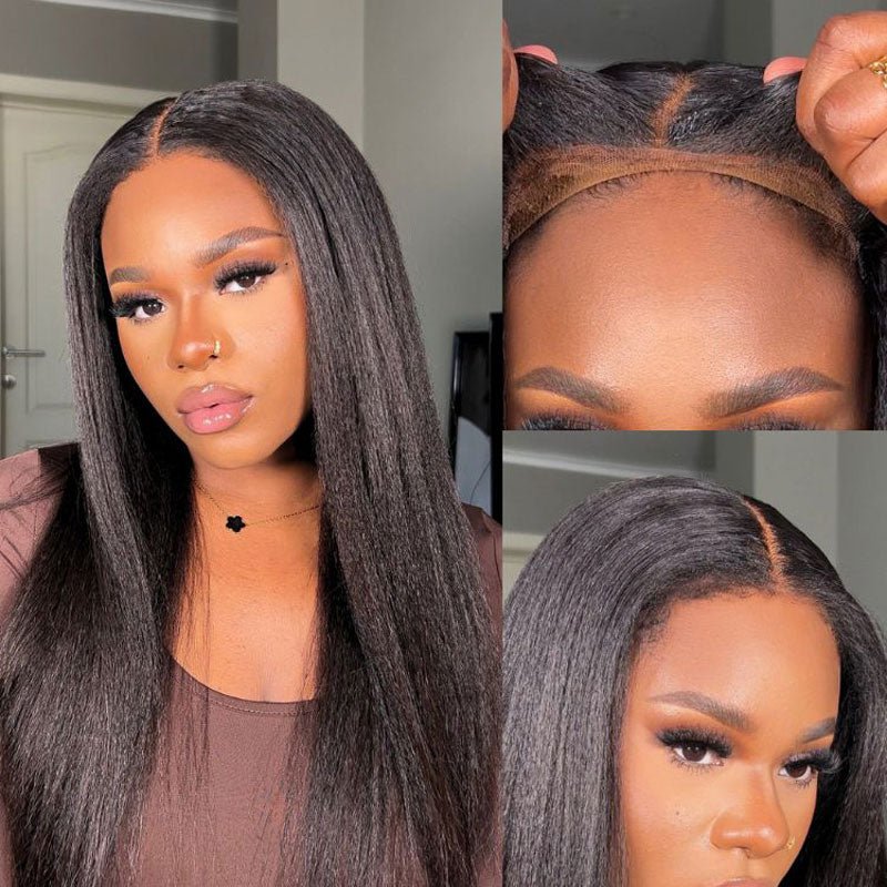 Ulike 4C Edge Hairline Kinky Straight 5x5 Glueless Wigs Human Hair Wigs With Curly Baby Hair