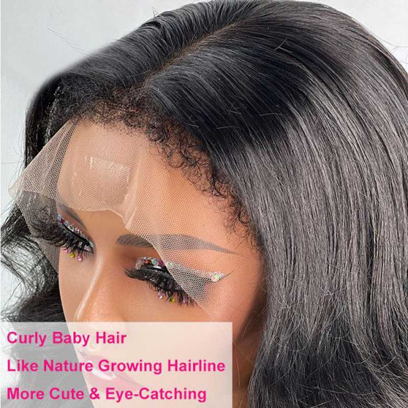 Ulike 4C Edges 360 Lace Wigs Realistic Hairline Body Wave Wigs With Kinky Baby Hair Edges