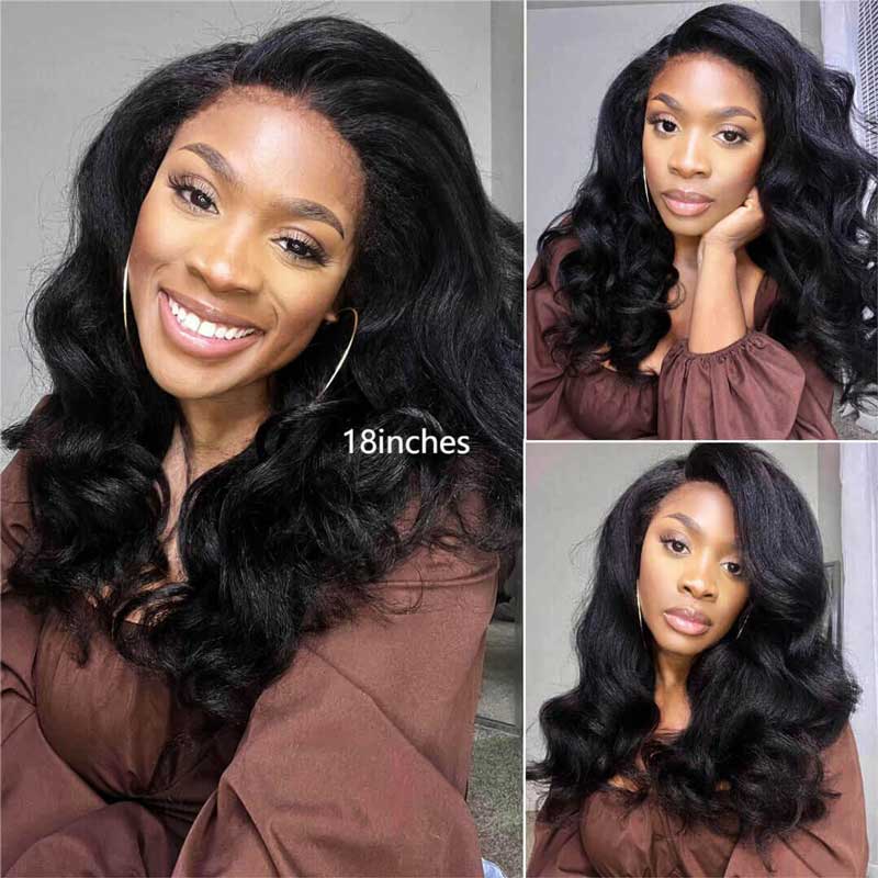 Ulike 4C Edges 360 Lace Wigs Realistic Hairline Body Wave Wigs With Kinky Baby Hair Edges