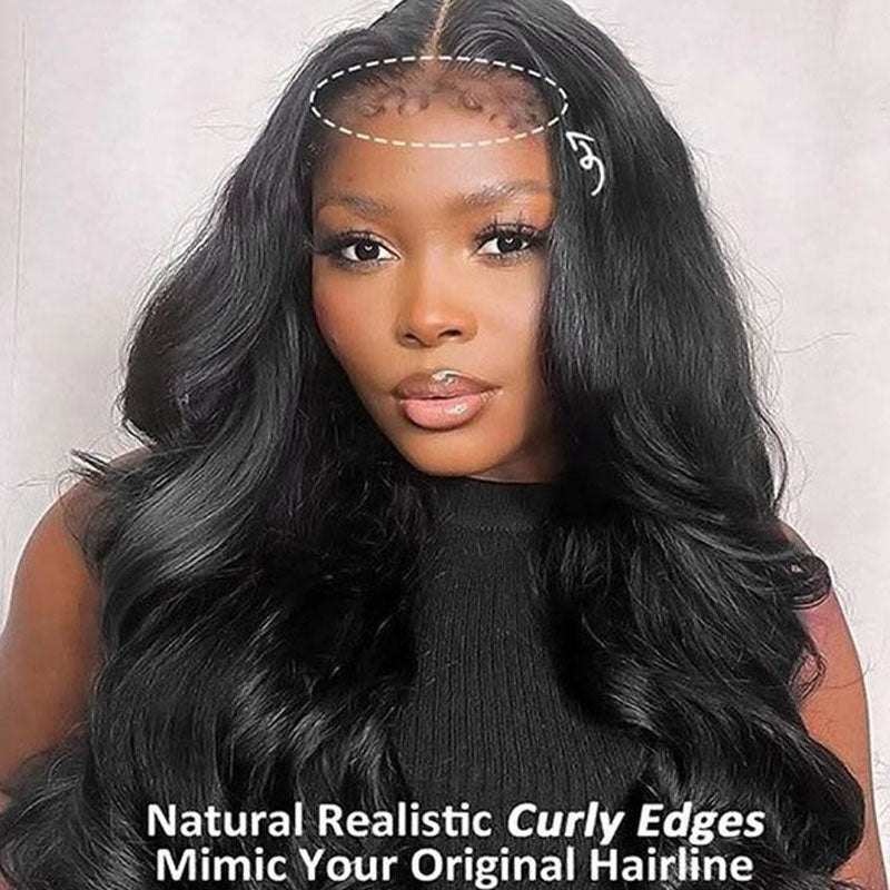 Ulike 4C Edges 360 Lace Wigs Realistic Hairline Body Wave Wigs With Kinky Baby Hair Edges