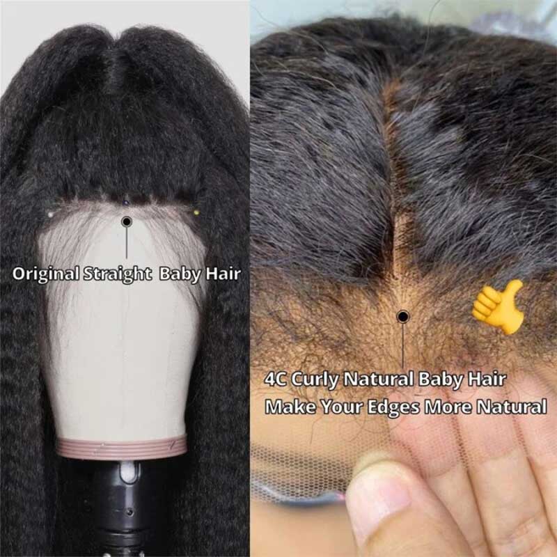 Ulike 4C Edges Kinky Straight Wigs 360 Transparent Lace Wigs With Curly Baby Hairline