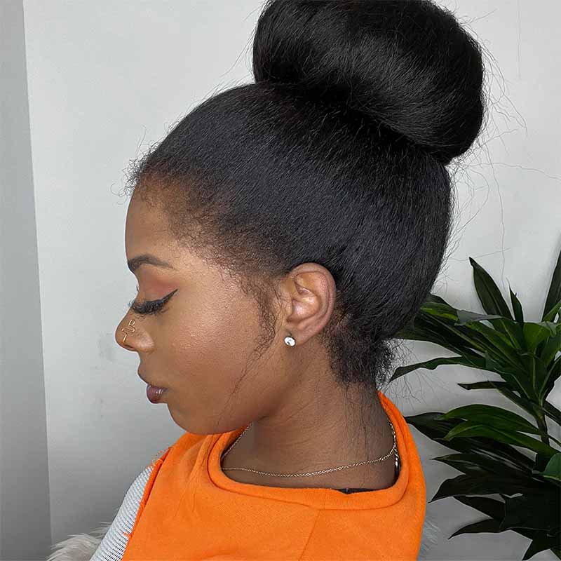 Ulike 4C Edges Kinky Straight Wigs 360 Transparent Lace Wigs With Curly Baby Hairline