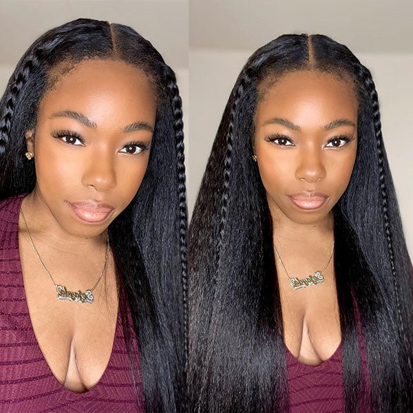 Ulike 4C Edges Kinky Straight Wigs 360 Transparent Lace Wigs With Curly Baby Hairline