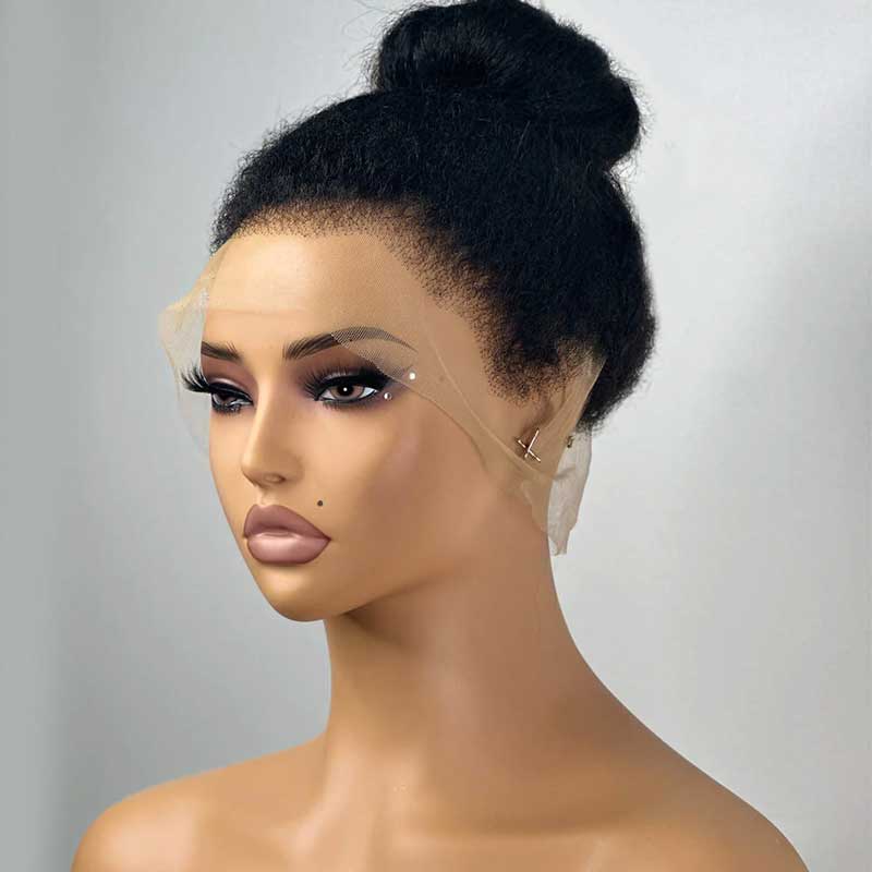 Ulike 4C Edges Kinky Straight Wigs 360 Transparent Lace Wigs With Curly Baby Hairline