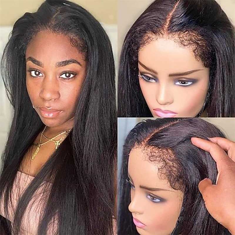 Ulike 4C Kinky Edges 360 Lace Straight Wigs Transparent Lace Human Hair Wigs