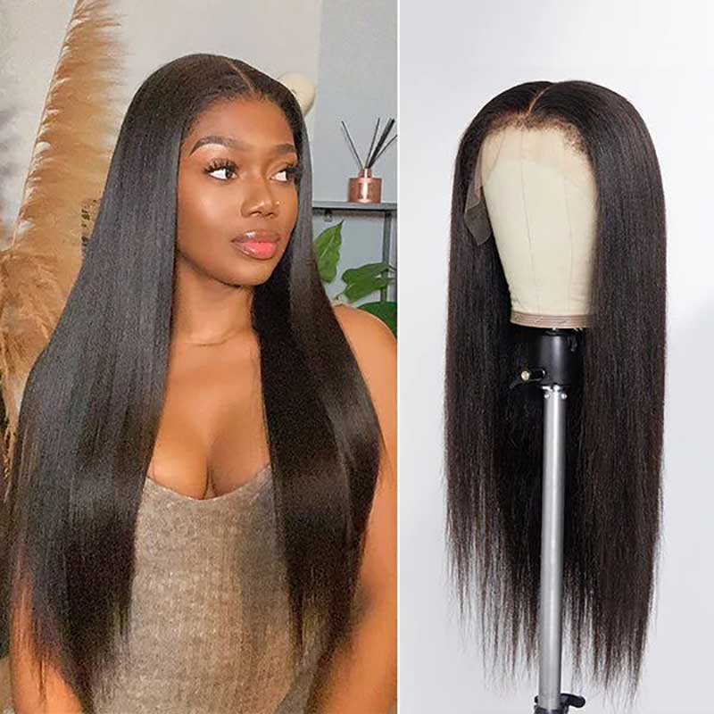 Ulike 4C Kinky Edges 360 Lace Straight Wigs Transparent Lace Human Hair Wigs