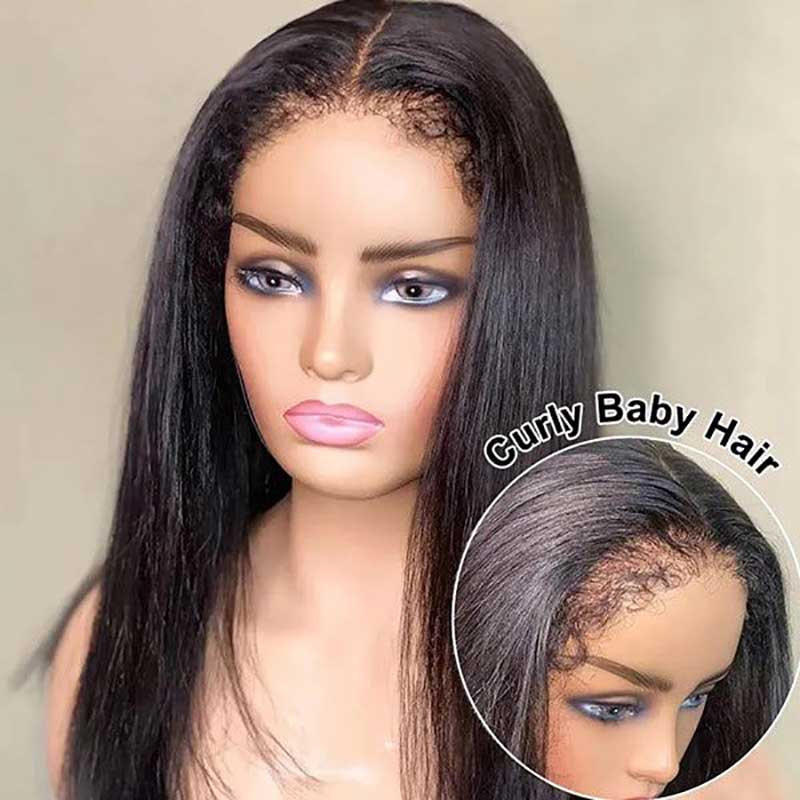 Ulike 4C Kinky Edges 360 Lace Straight Wigs Transparent Lace Human Hair Wigs