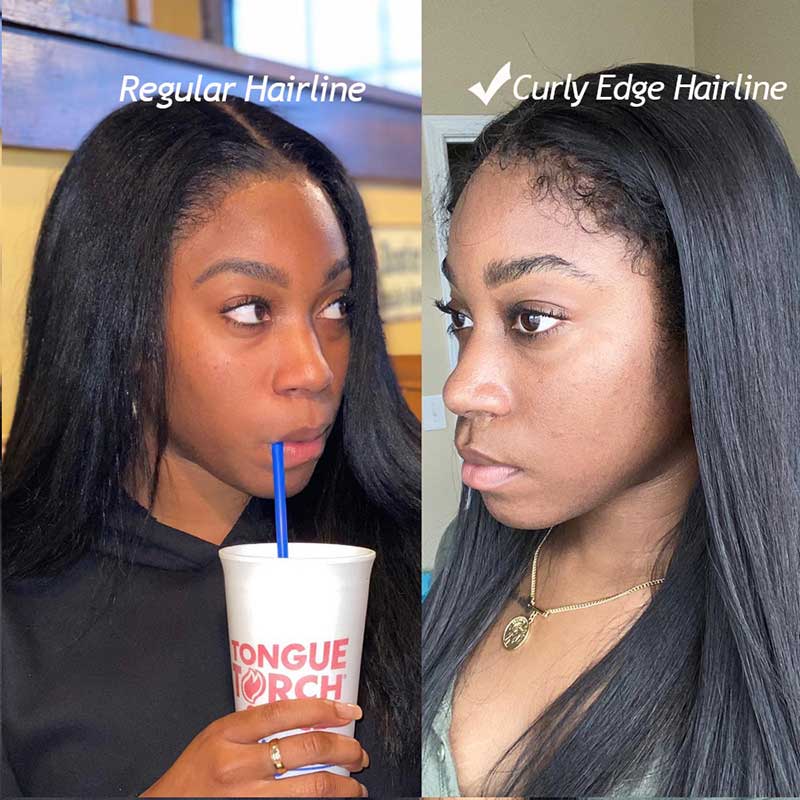 Ulike 4C Kinky Edges 360 Lace Straight Wigs Transparent Lace Human Hair Wigs