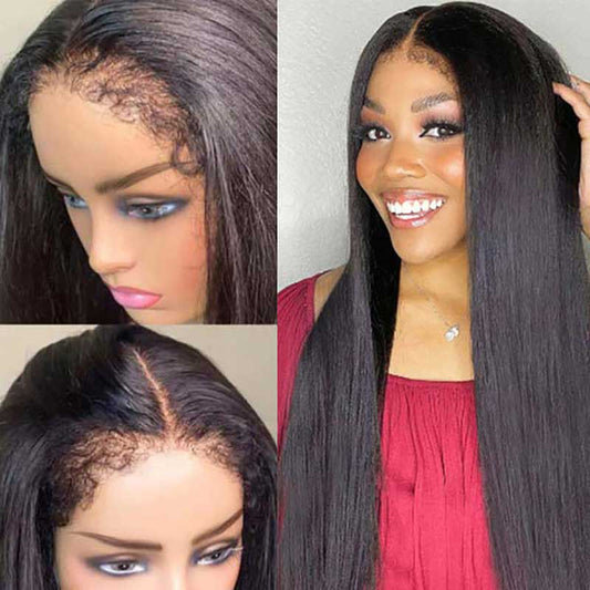 Ulike 4C Kinky Edges 360 Lace Straight Wigs Transparent Lace Human Hair Wigs