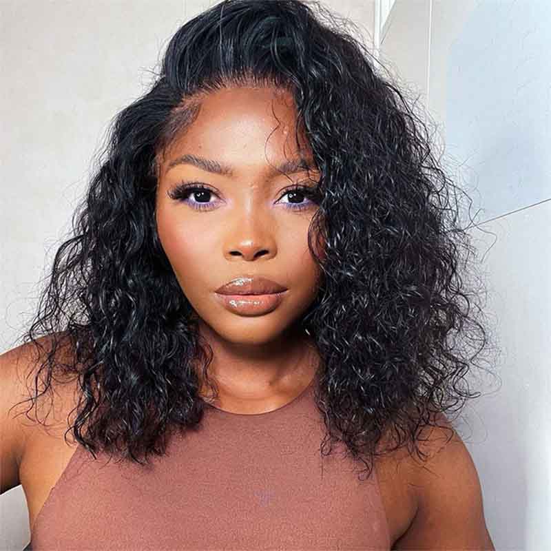 Ulike 4x4/13x4 Lace Closure Wigs Short Bob Water Wave Human Hair Wigs 180% Density