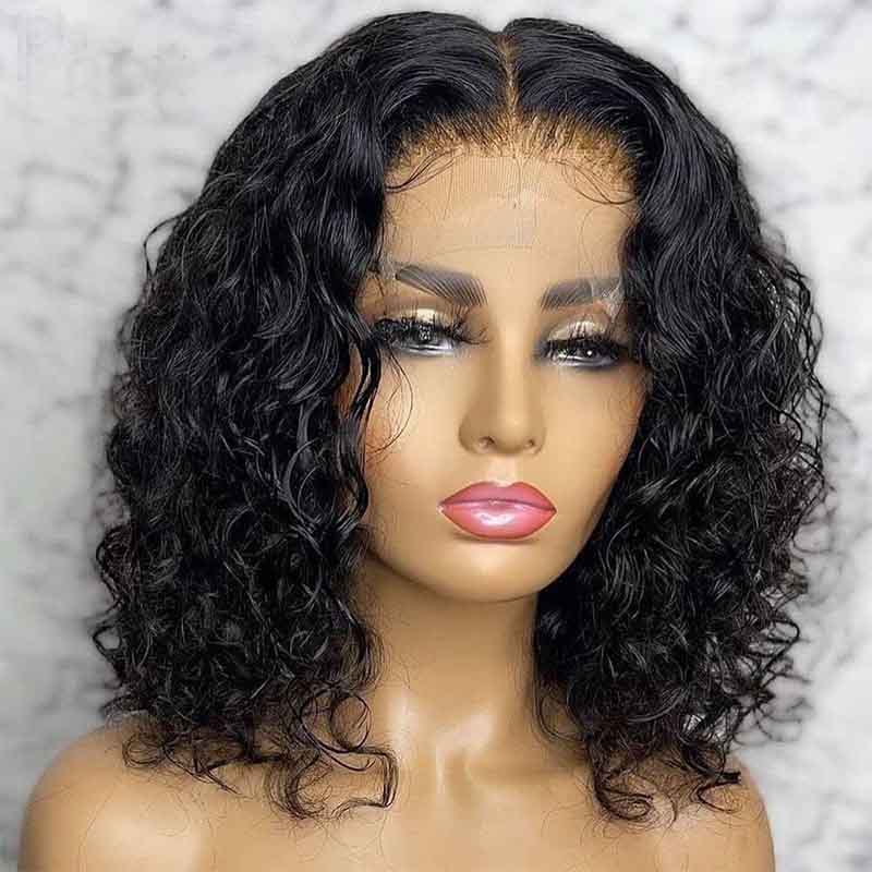 Ulike 4x4/13x4 Lace Closure Wigs Short Bob Water Wave Human Hair Wigs 180% Density