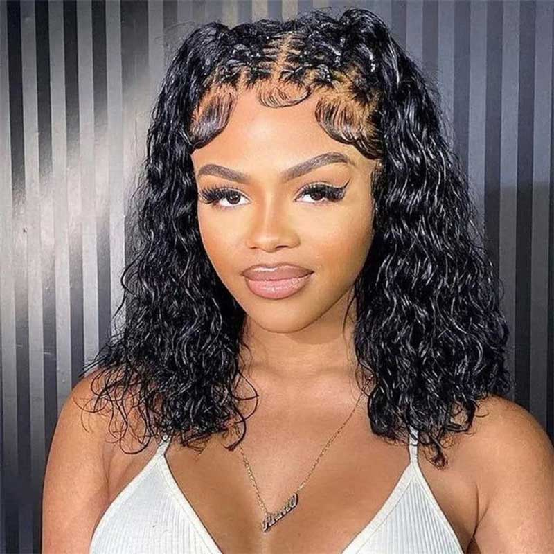 Ulike 4x4/13x4 Lace Closure Wigs Short Bob Water Wave Human Hair Wigs 180% Density